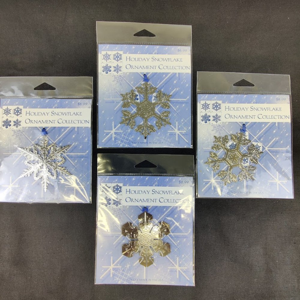 *NEW* - 4 USPS Snowflake Stamp Ornaments, Metal, Sealed - 2006